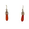 Antique Gold Coral Drop Earrings 