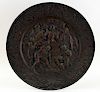 PATINATED BRASS ROUND WALL PLAQUE TORTURE SCENE