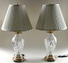PAIR WATERFORD CRYSTAL TABLE LAMPS WITH SHADES