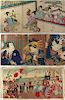 Three Meiji Triptychs Including Chikanobu.