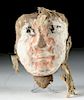 Egyptian Cedar, Gesso & Linen Sarcophagus Mask