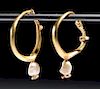 Published Roman Gold Hoop Earrings with Pearls - 4 g