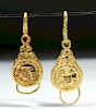 Pair of Byzantine Heavy 22K Gold Earrings - 11.4 g