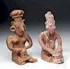 Pair of Jalisco Seated Ceramic Sheepface Female Figures