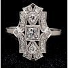 Platinum Art Deco Diamond Shield Ring