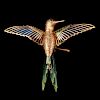 18k Yellow Gold Hummingbird Whimsy Brooch