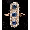 14k Gold Victorian Diamond and Sapphire Ring