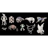 Animal Brooches and Pins in Sterling Silver, Lot of Sixty