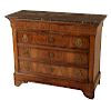 LOUIS PHILIPPE WALNUT MARBLE TOP COMMODE