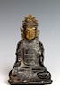 PARCEL GILT BRONZE SEATED FIGURE OF GUANYIN