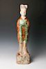 CHINESE SANCAI GLAZE IMPERIAL ATTENDANT FIGURE, TANG DYNASTY