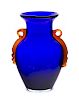 Cobalt Blue Art Glass Vase with Polished Bottom