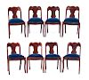 Set of 8 Victorian Walnut Dining Chairs
