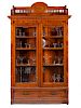 Walnut Victorian 2 Door Bookcase with Gallery