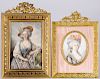 Two miniature French watercolor on ivory portraits