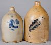 Two cobalt decorated stoneware jugs