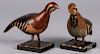 Pair of carved and painted grouse