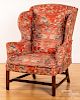 George III mahogany and fruitwood wing chair