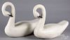 Pair of carved and painted swan decoys