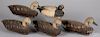 Five painted cork body duck decoys