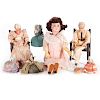 Seven vintage dolls.