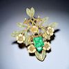 Art Nouveau Rene Lalique Emerald Pin