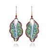 Hanut Singh Multi-Colored Gemstone Glitterbomb Leaf Earrings