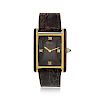 Cartier Tank Watch with Exotic Dial in Wood and 18K Gold Plate