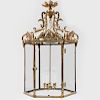 Large Regency Style Brass Hexagonal-Shaped Five-Light Hall Lantern