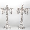 Pair of Egyptian Silver Five-Light Candelabra