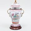 Chinese Export Porcelain Style Vase and Cover Mounted as a Lamp