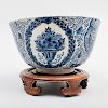 Large Dutch Delft Blue and White Punch Bowl