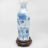 Dutch Delft Blue and White Octagonal Bottle Vase