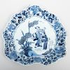 Dutch Delft blue and White Heart Shaped Dish