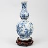 Dutch Delft Blue and White Fluted Baluster Vase