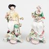 Pair of Derby Porcelain Figures of a Flower Girl and a Gardener