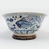 Large Chinese Porcelain Ming Style Blue and White Bowl
