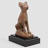 Egyptian Style Metal Model of a Seated Cat