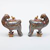 Pair of Chinese Cloisonné Figures of Birds