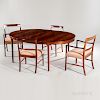 Ole Wanscher for AJ Iversen Brazilian Rosewood Dining Table and Eight "Forum" Chairs