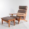 Hans J. Wegner for Getama Model GE375 Oak Lounge Chair and an Ottoman