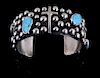 Navajo Sterling Turquoise & Cross Cuff Signed