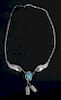 Navajo Sterling Wing & Feather Turquoise Necklace