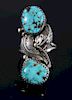 Signed Navajo Sterling Silver & Turquoise Ring