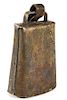 Antique Brass Cow Bell w/ Leather Strap