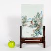 Chinese Porcelain Table Screen in Stand