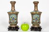Pair of Chinese Cloisonne Enamel Vases w/ Stands