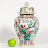 Chinese Rooster Motif Lidded Porcelain Urn