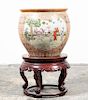 Chinese Porcelain Fish Bowl on Stand