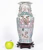 Chinese Export Rose Famille Vase on Stand
